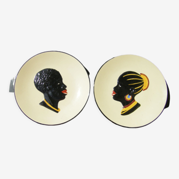 Pair of vintage plates "Africanist décor"