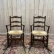 Paire de fauteuils pailles rustiques à bascule - rocking-chair chair