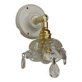 Vintage glass lampshade wall lamp with antique tassels