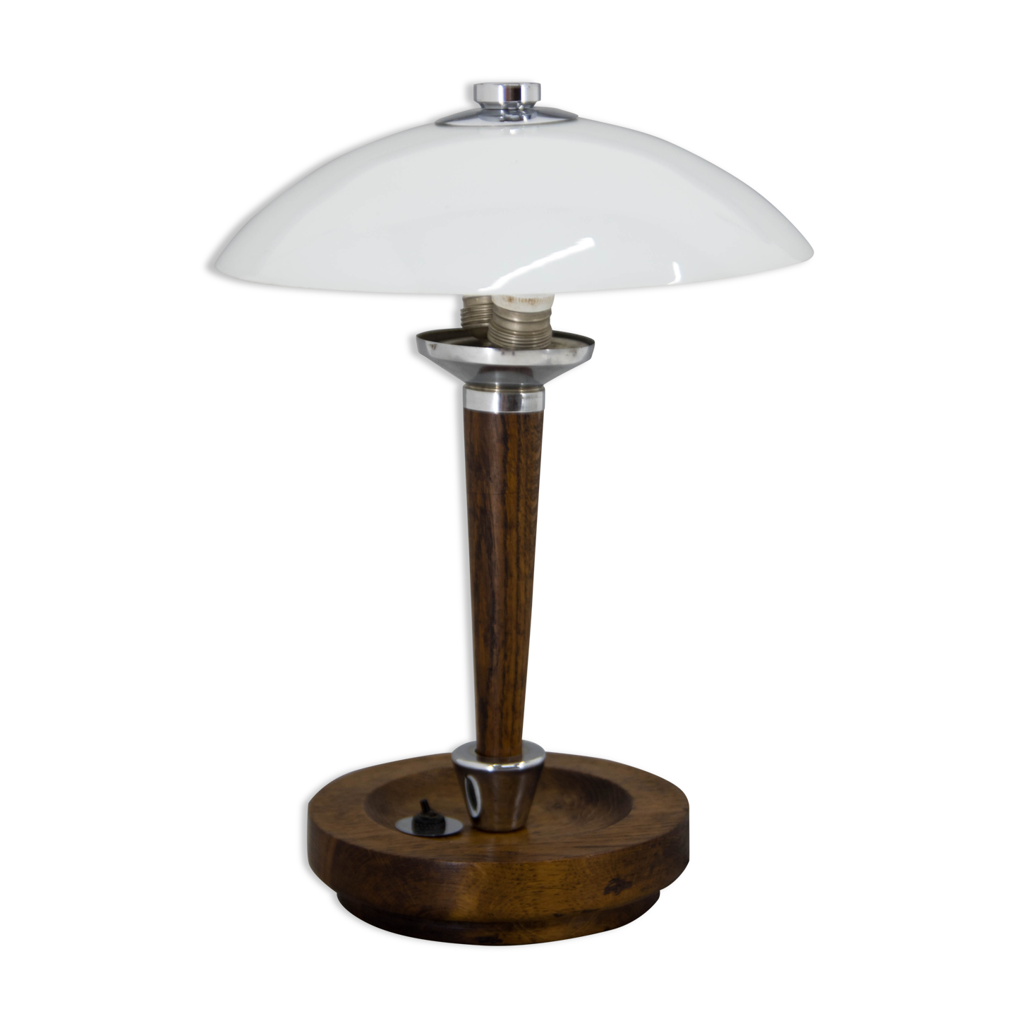 Art deco wood and glass table lamp, 1930s