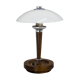 Lampe de table art déco bois et verre , années 1930