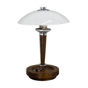 Art deco wood and glass table lamp, 1930s