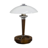 Lampe de table art déco bois et verre , années 1930
