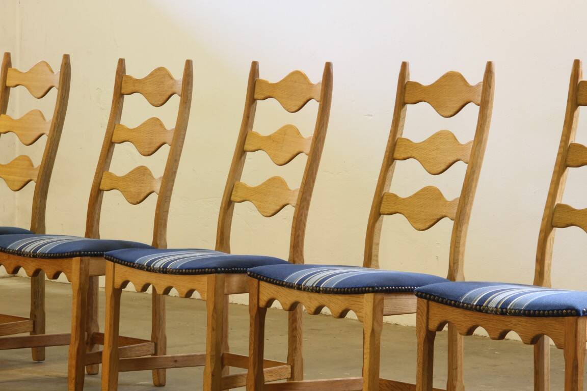 Chaises de salle à manger en chêne brutaliste danois des années 1960 dans le style de Kjærnulf