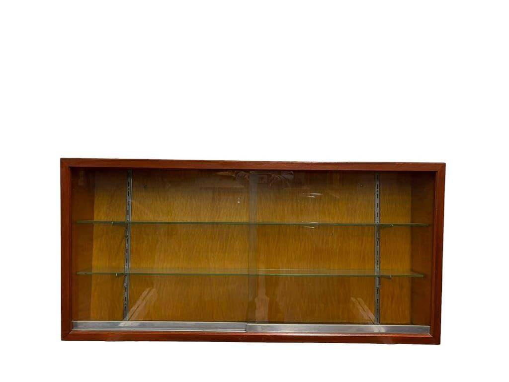 Vintage wall display cabinet in shallow wood / wall cabinet / shelf
