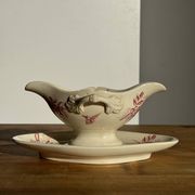 Saucier ancienne en faïence rose de Badonviller modèle Jasmin