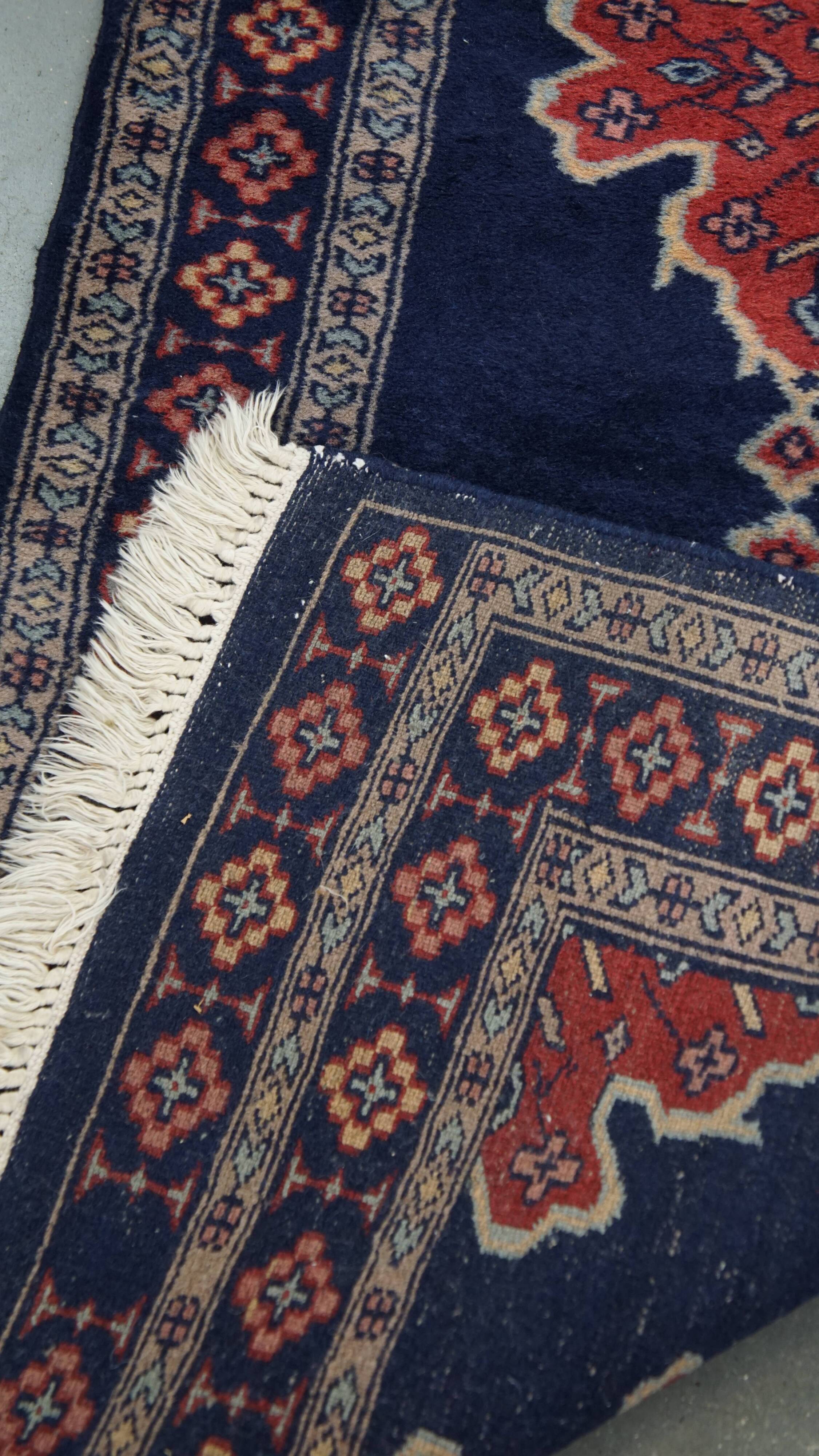 Wool Rug in Dark Blue – 139x66 cm