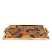 Hollywood regency brass and leaves resin tray, Montagnani Firenze Italy 1970s