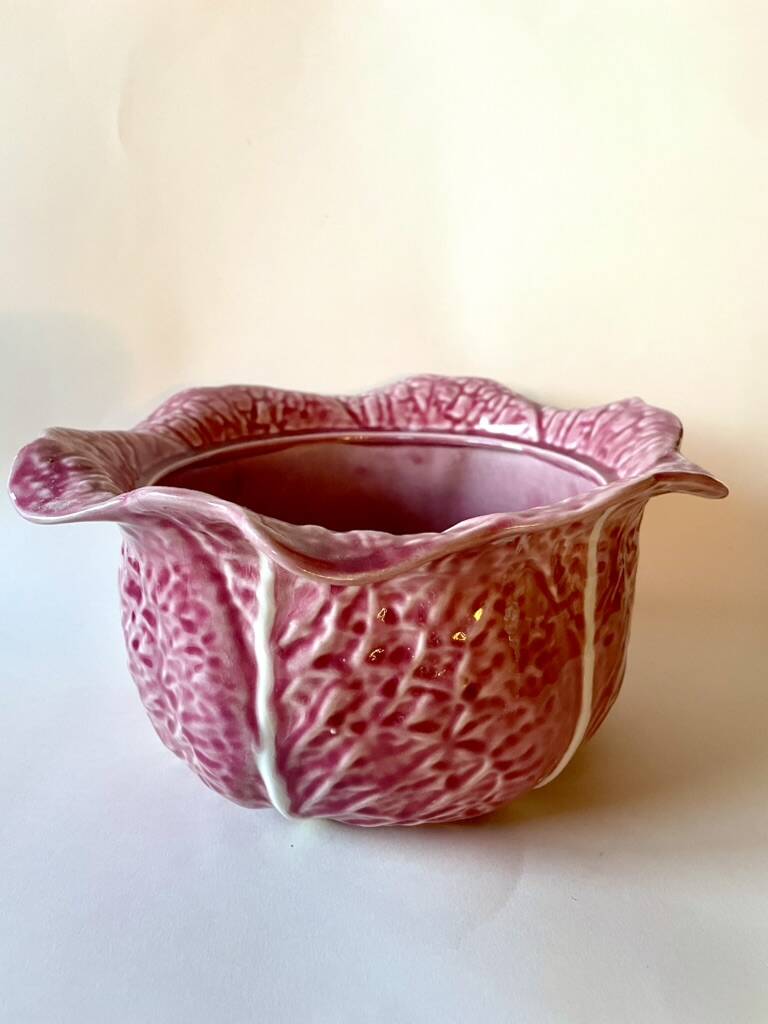 Secla soup tureen vintage pastel rose in Majolica – Cabbage model – 1970s