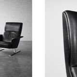 Vintage Mid-Century Modern Danish Black Leather Lounge Chair by Georg Thams