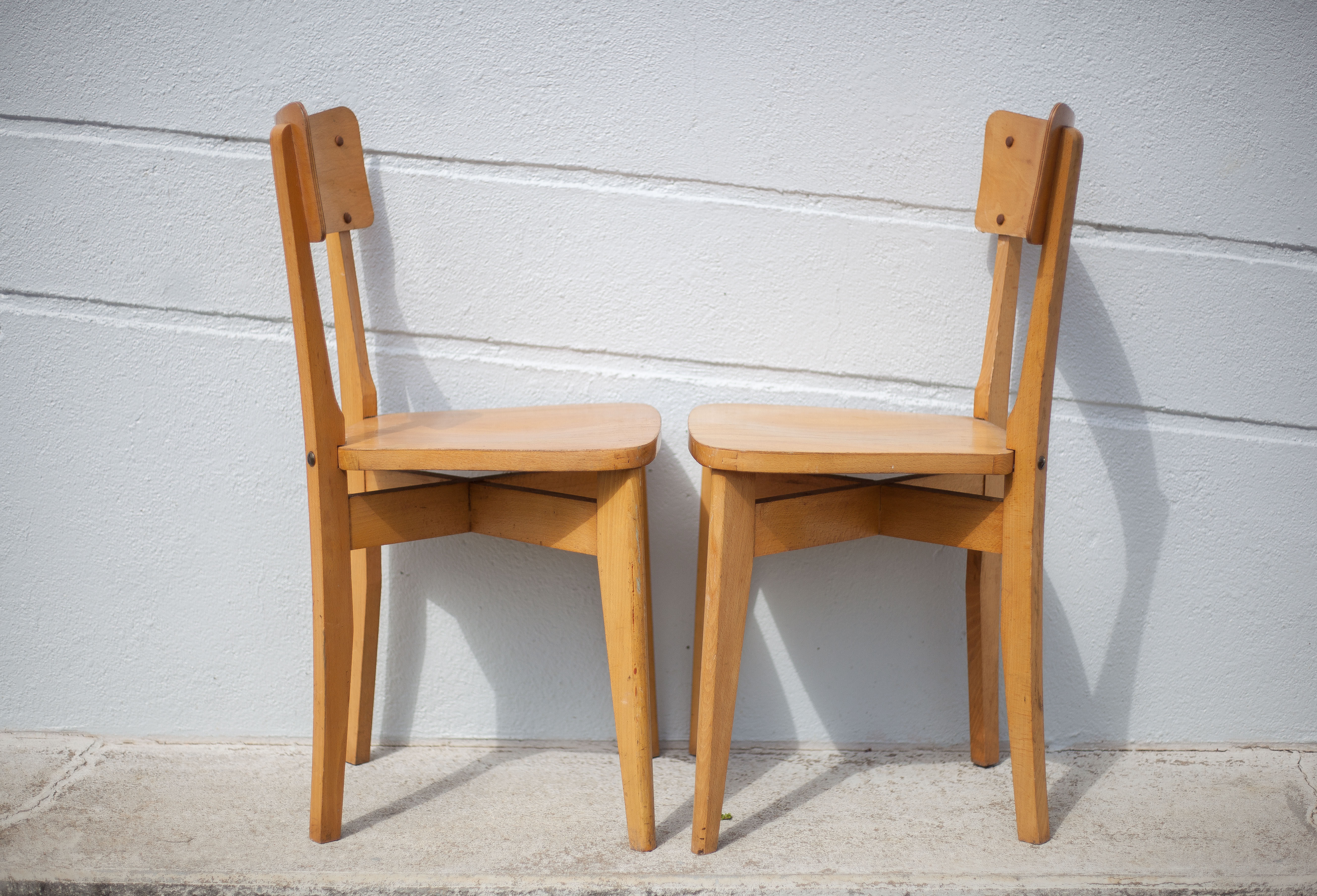 Pair of Luterma wooden chairs, light wood chair, bistro chair, extra chair, kitchen, countryside