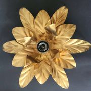 Hollywood Regency Florentine Flower-Shaped Gilt Flush Mount Hans Kögl Italy