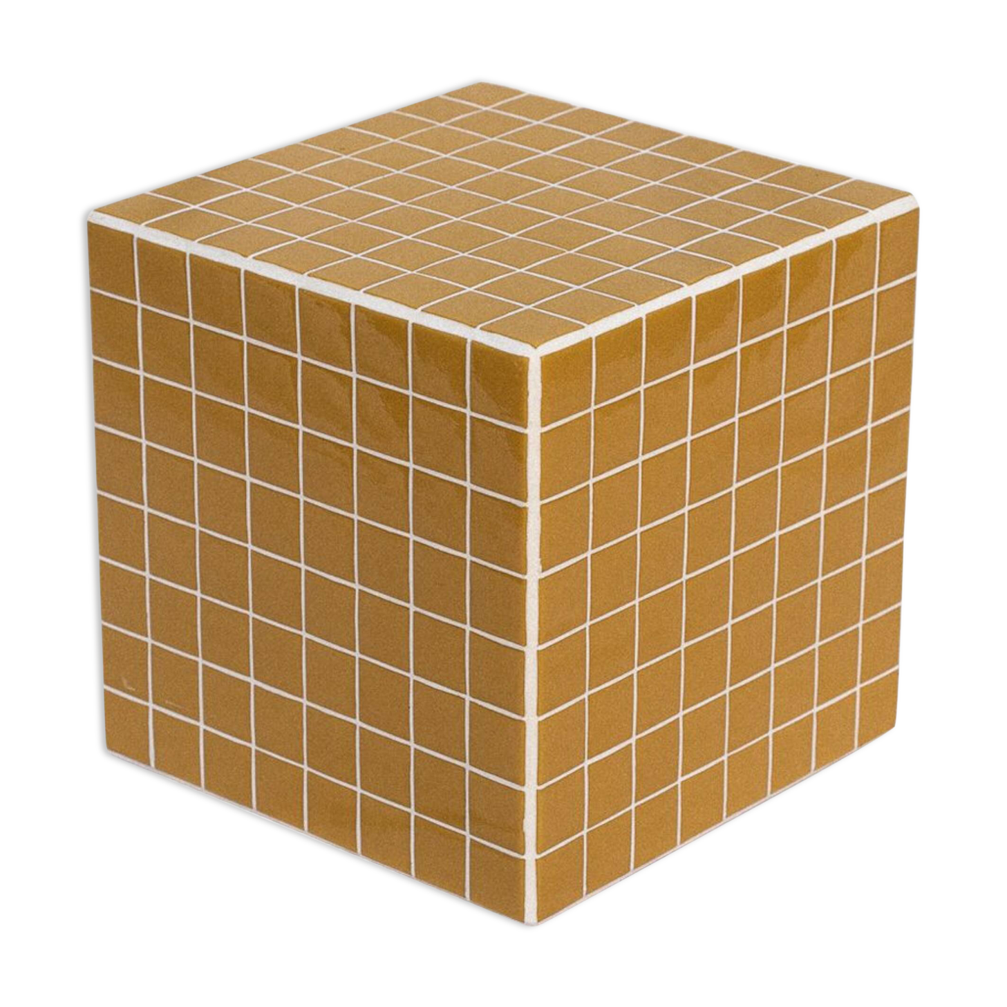 Mustard yellow cube side table 33x33 cm