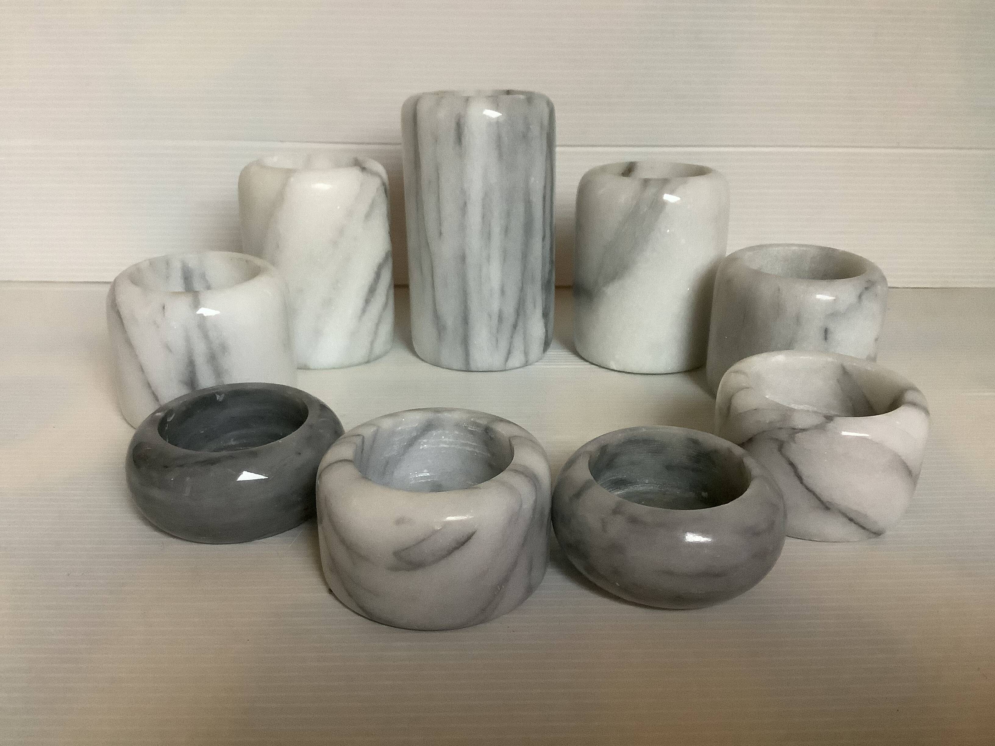 Nine marble candle holders