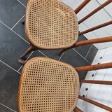 chaises de bistrot cannées en chêne x 2