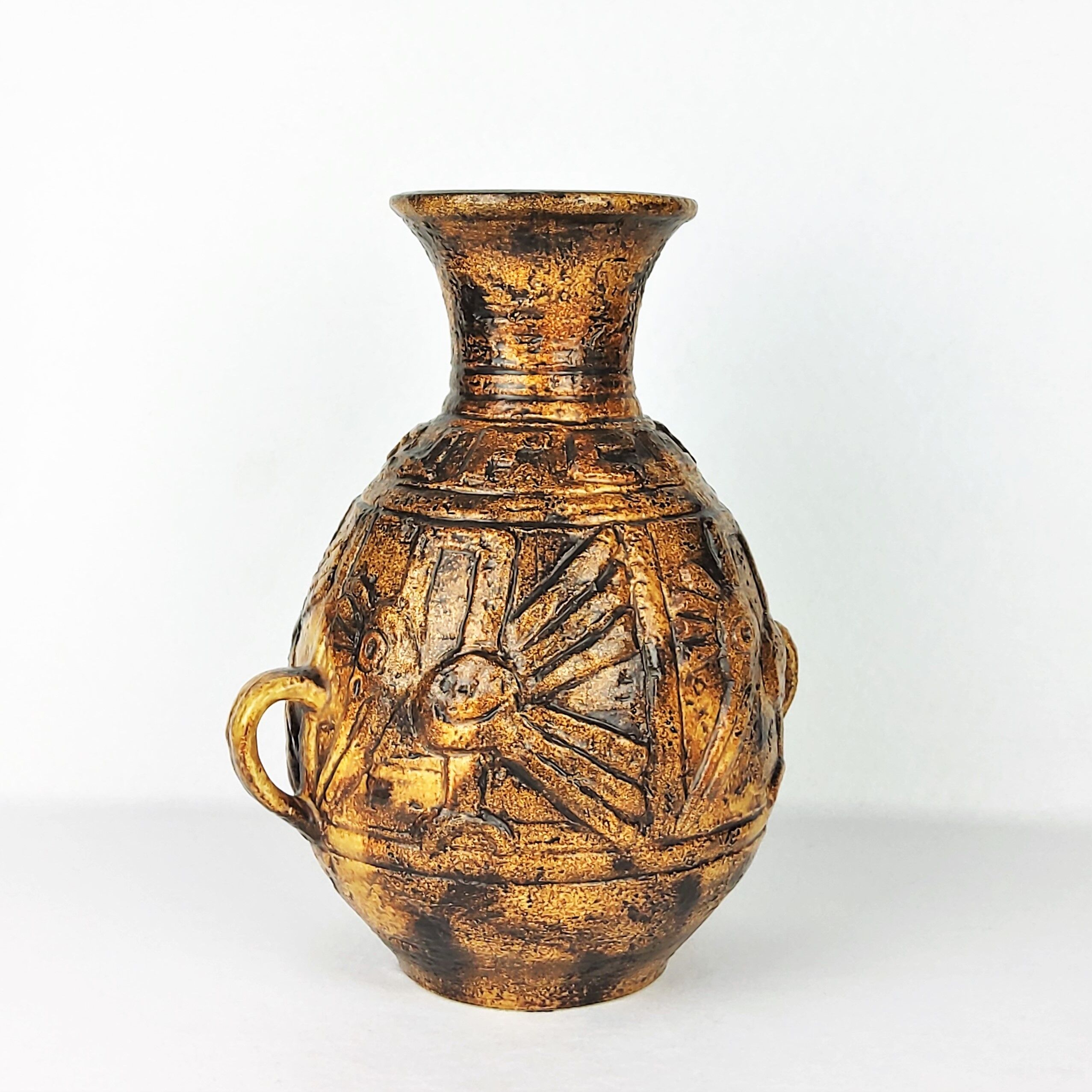 Vase au décor Aztèque de Jasba 1960 - Keramik