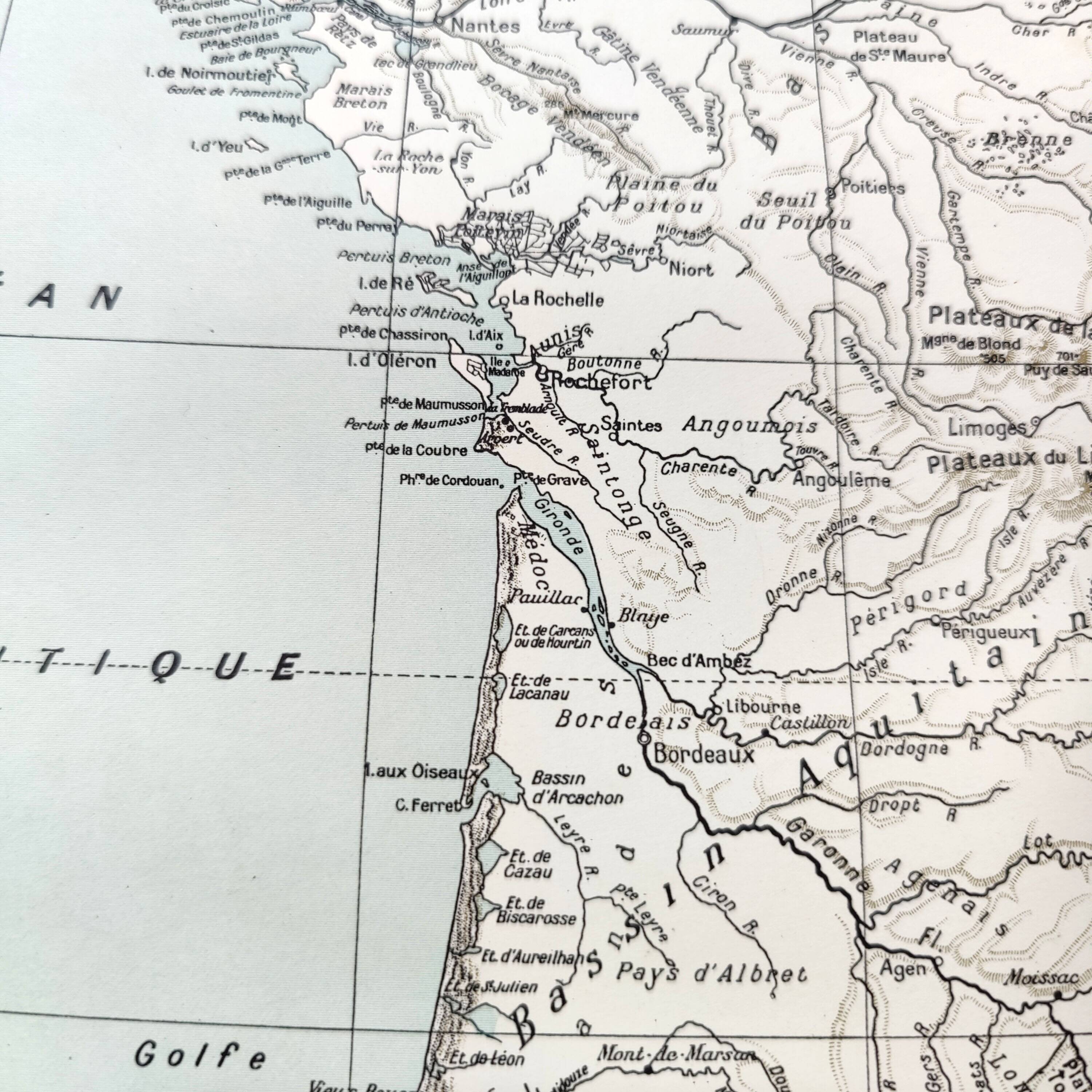 Vintage map of France from 1950