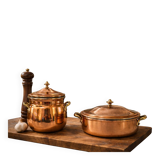 Antique solid tin-plated copper set – French manufacture – Gaillard