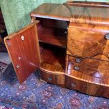 Art decó vintage Brocante burr walnut cocktail bar sideboard