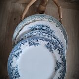 Quartet of mismatched blue plates