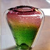 Bubble glass strawberry vase from Murano, 1960