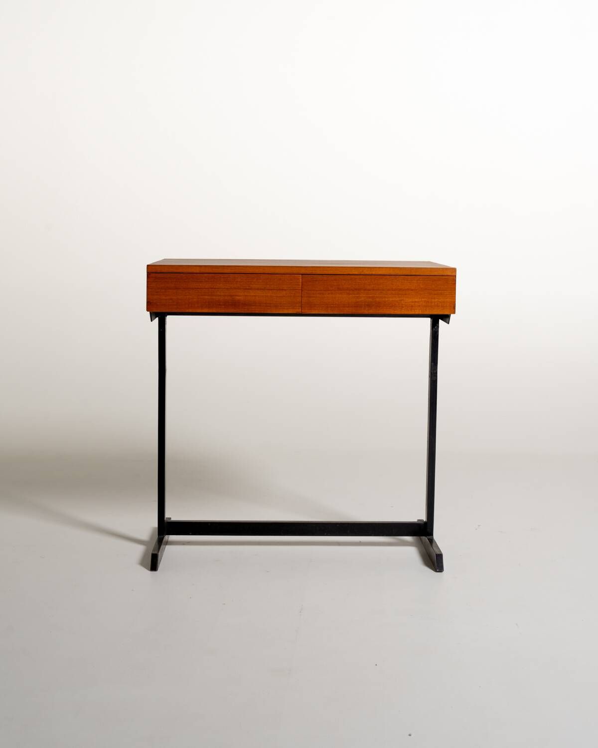 Teak writing desk with black metal structure, European production, 1960s