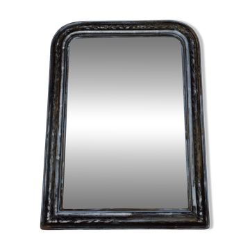 Grand miroir Louis-Philippe argenté à décor floral gravé, XIXe, 96 x 61 cm