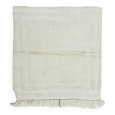 Tapis d'accent turc Tulu vintage minimaliste fait à la main en laine beige naturelle.