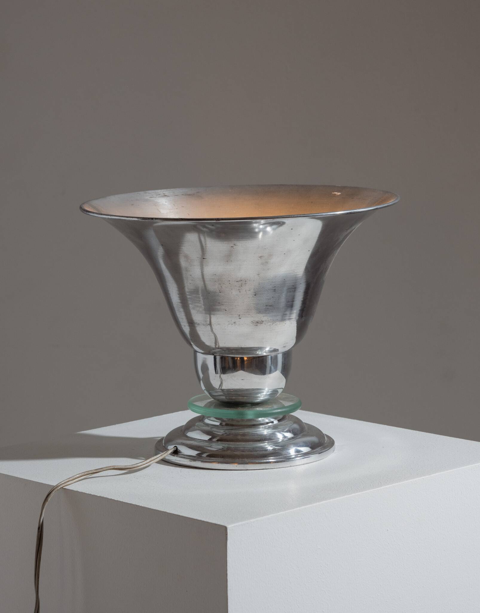 Lampe Art déco en aluminium et verre, 1960