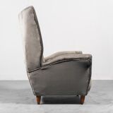 Winged armchair velvet 50s vintage