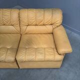Yellow leather lounge sofa by Laauser, 1970s