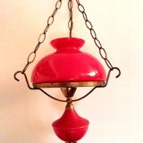 Ancien lustre globe rouge