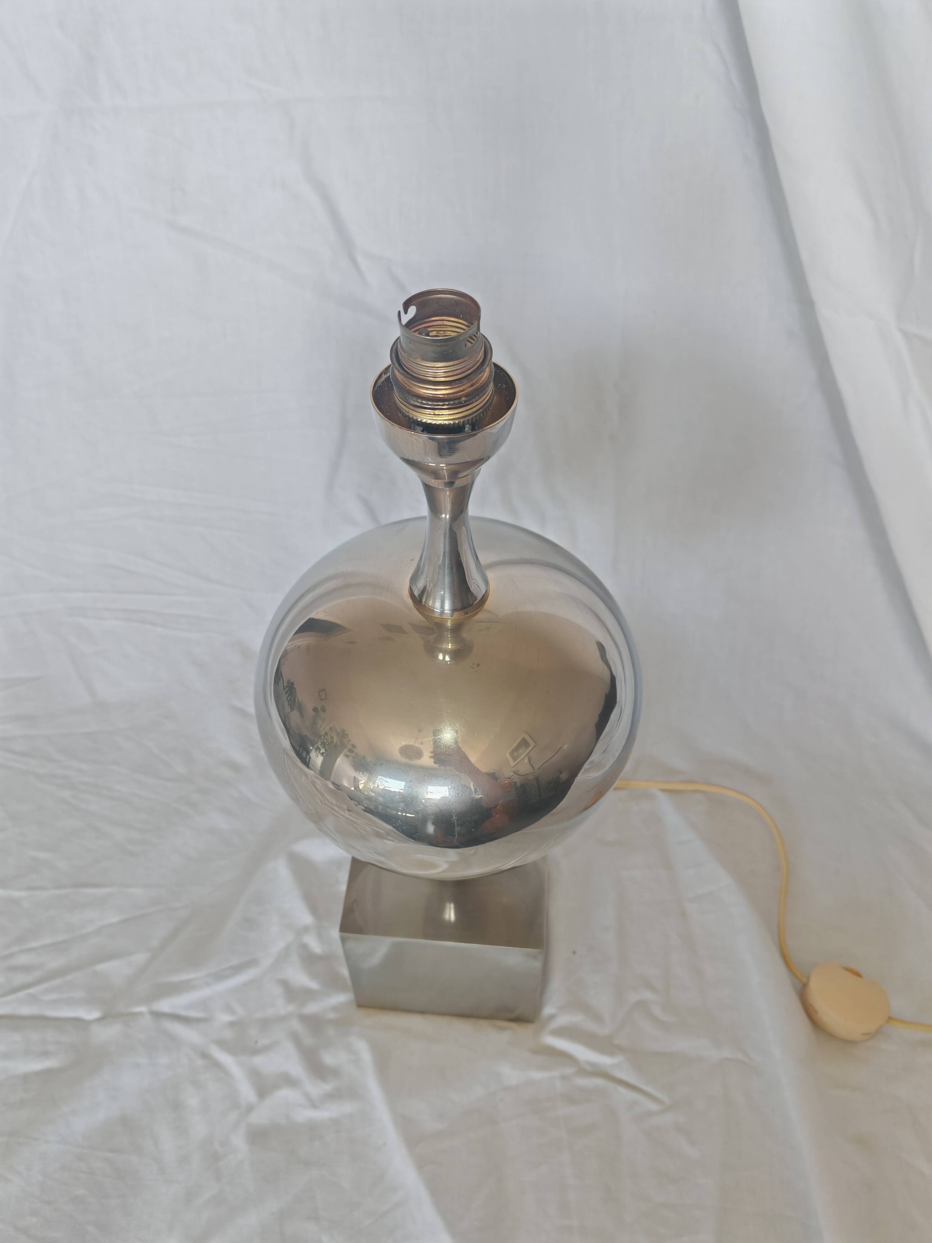 Pied de lampe Philippe Barbier, inox, 1970