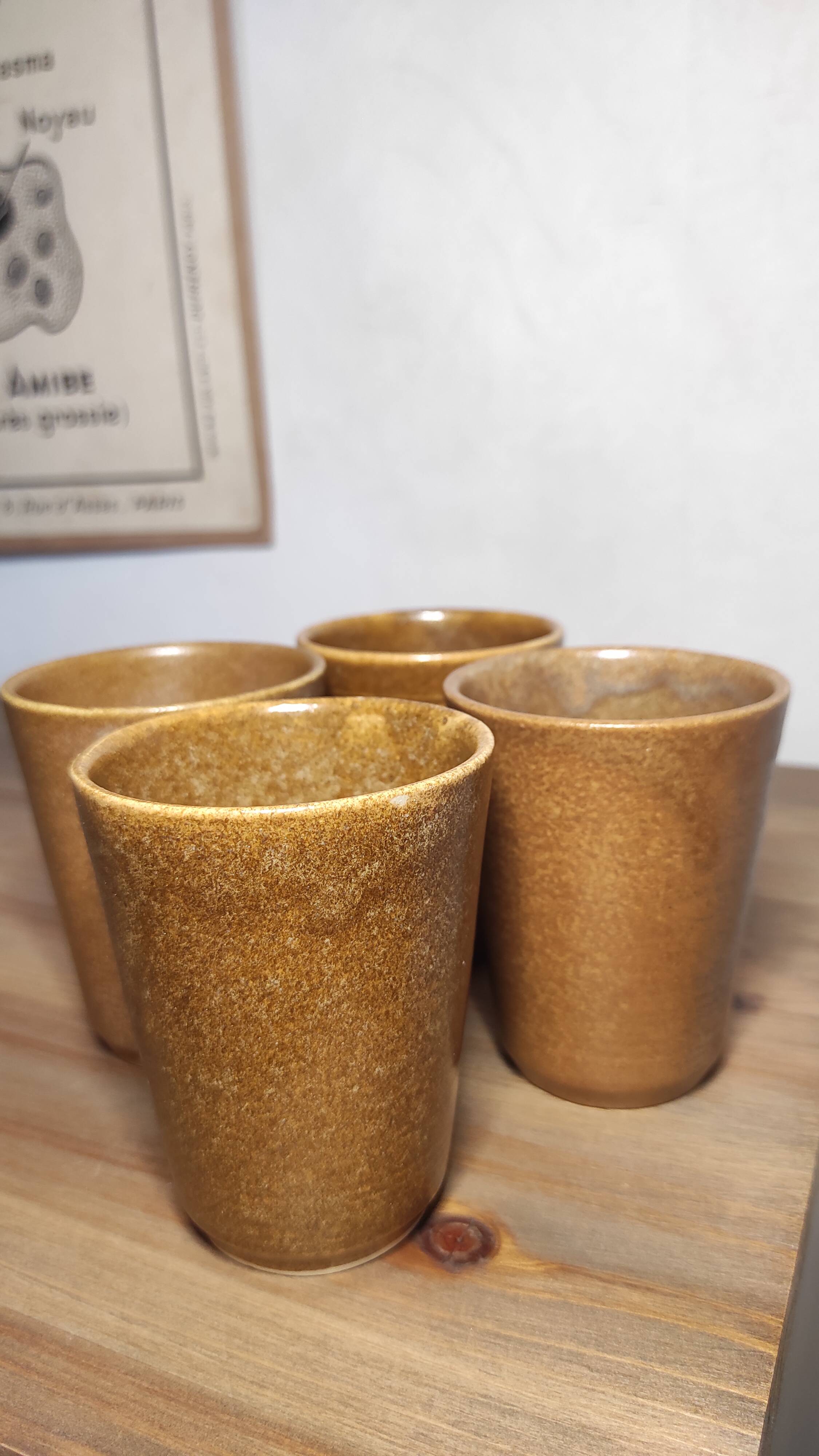 Set of 4 Digoin stoneware glasses