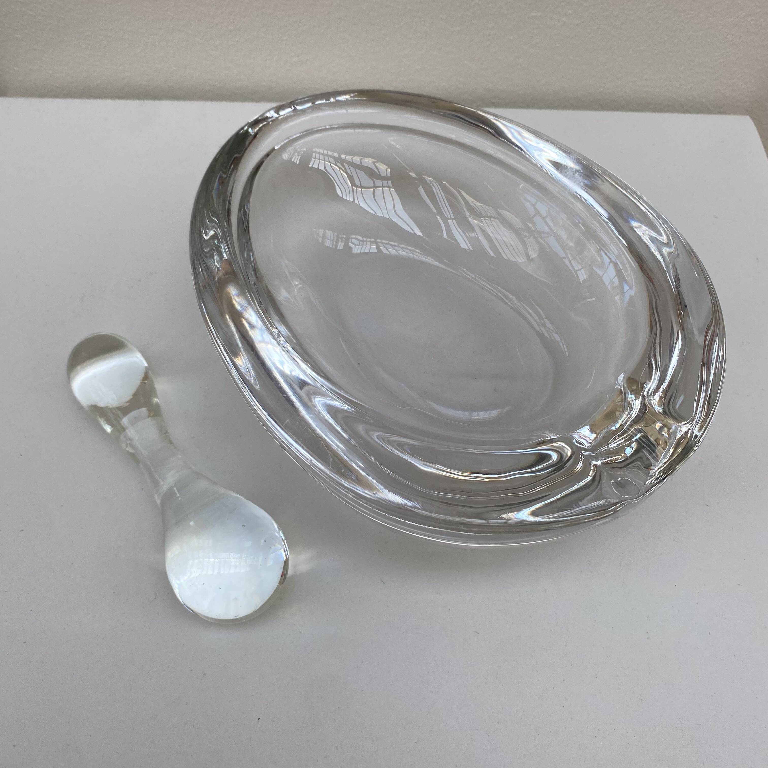 Large glass crystal ashtray by Art Vannes France
