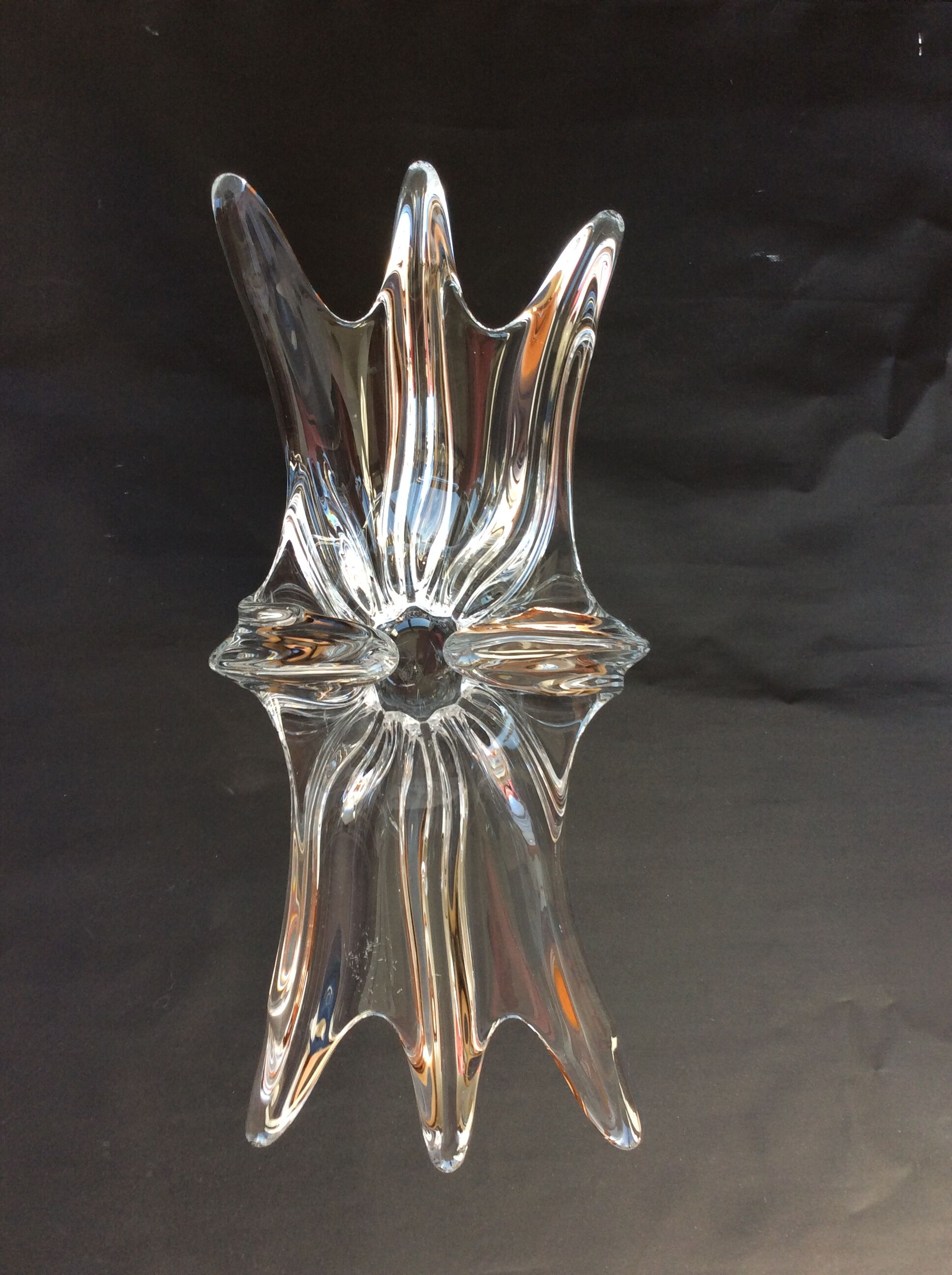 Crystal fruit cup with handles Art Vannes France - vintage