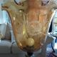 TWISTED WOODEN FLOOR LAMP, ENGRAVED GLASS GLOBE