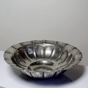 Large basin, bowl, Olri Italy vintage 1950s silver plated hammered.