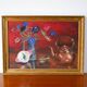 oil painting on panel still life red and blue bouquet 1950