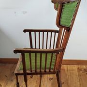 1900s Arts and Crafts style tapered wingback armchair
