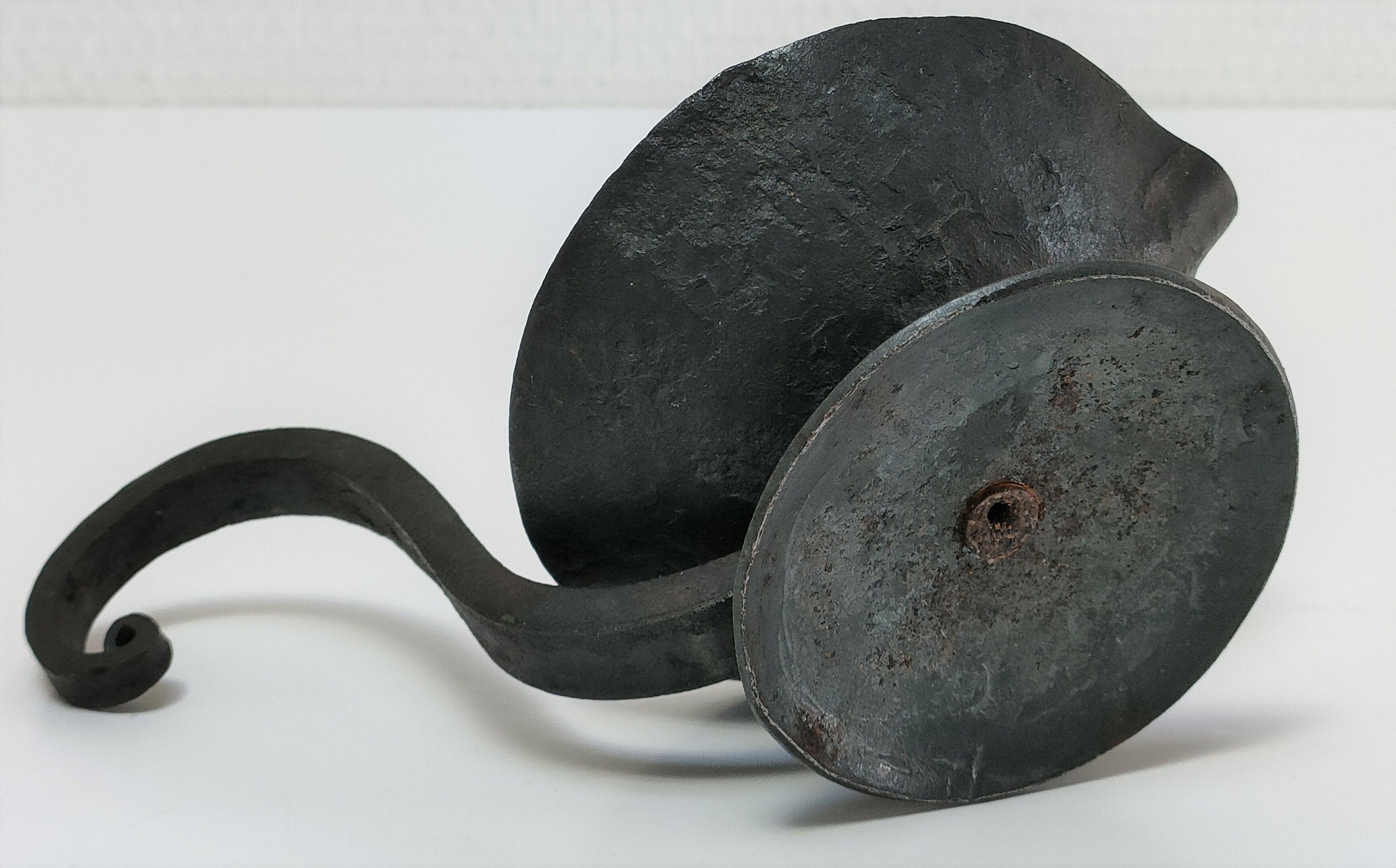 brutalist hand candle holder wrought iron 50s