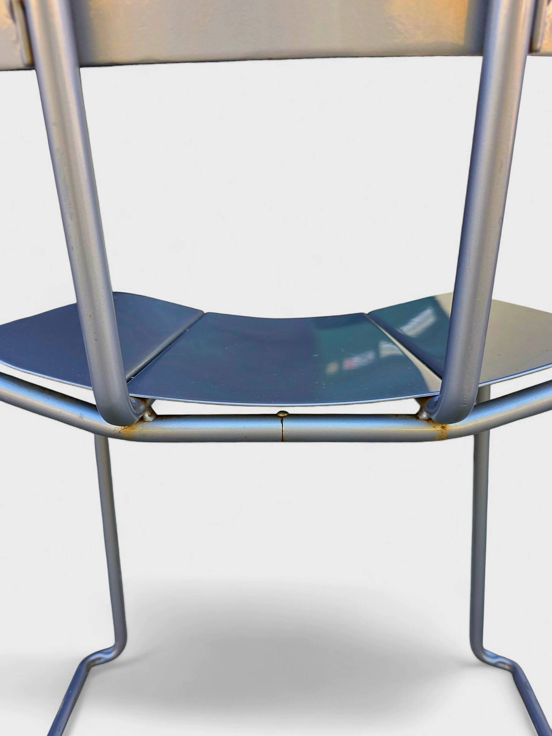 Modern Italian aluminum chairs by Tanzi, 1980