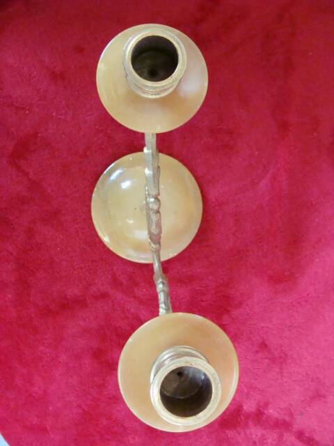 Vintage alabaster and brass candlestick