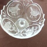 Coupe en cristal gravé – décor oiseaux – 18 cm – 1,8 kg