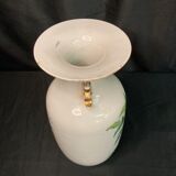 Grey peony porcelain vase signed early 20th century, China