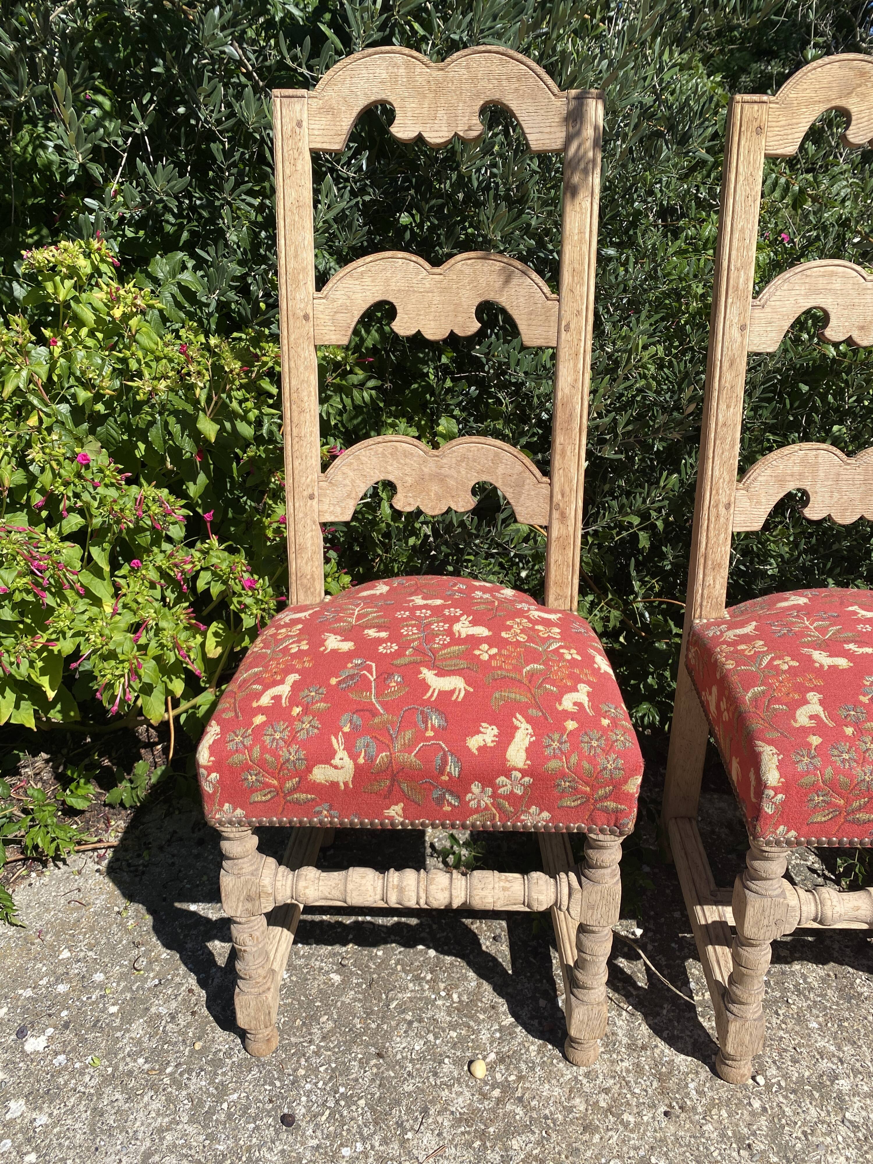 4 chaises de Style Louis XIII