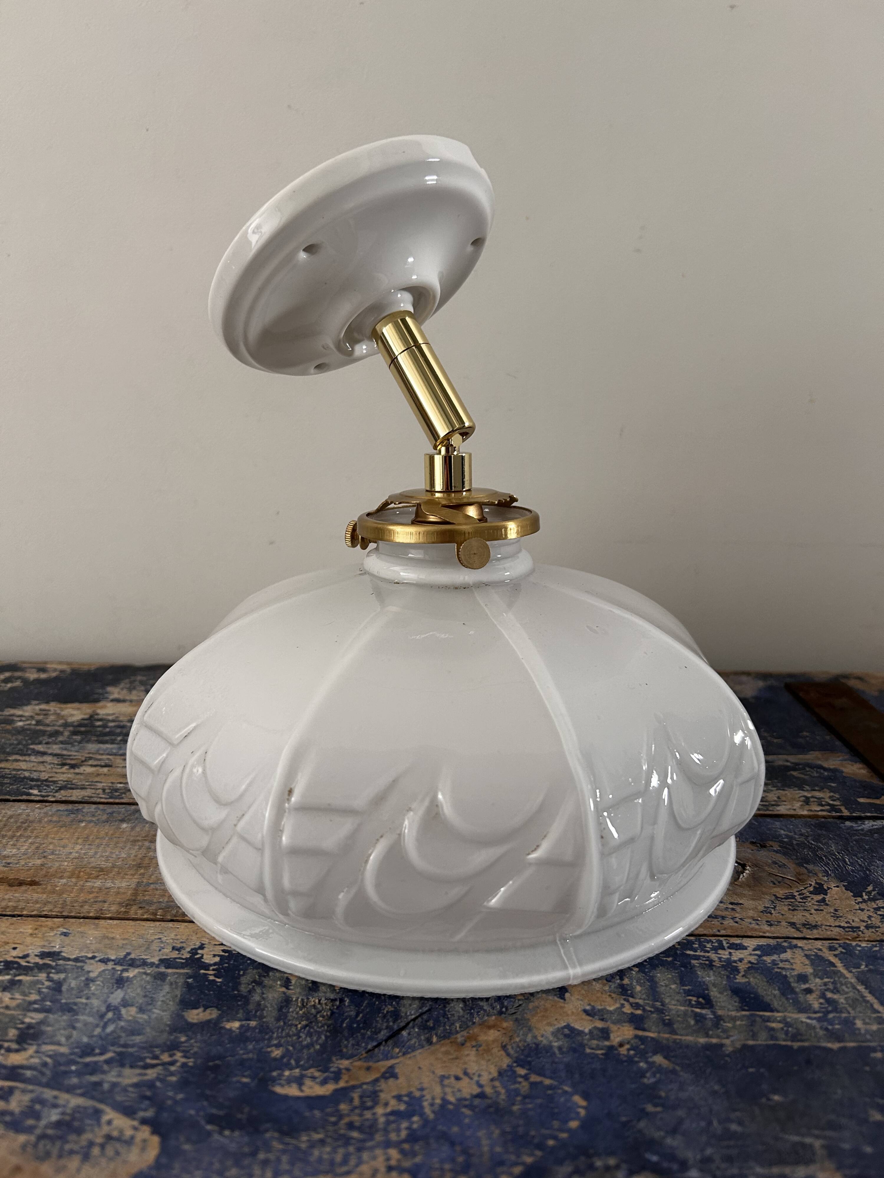 White opaline wall light