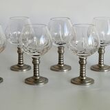 Series of eight crystal wine glasses with tin foot 95° 350 ml