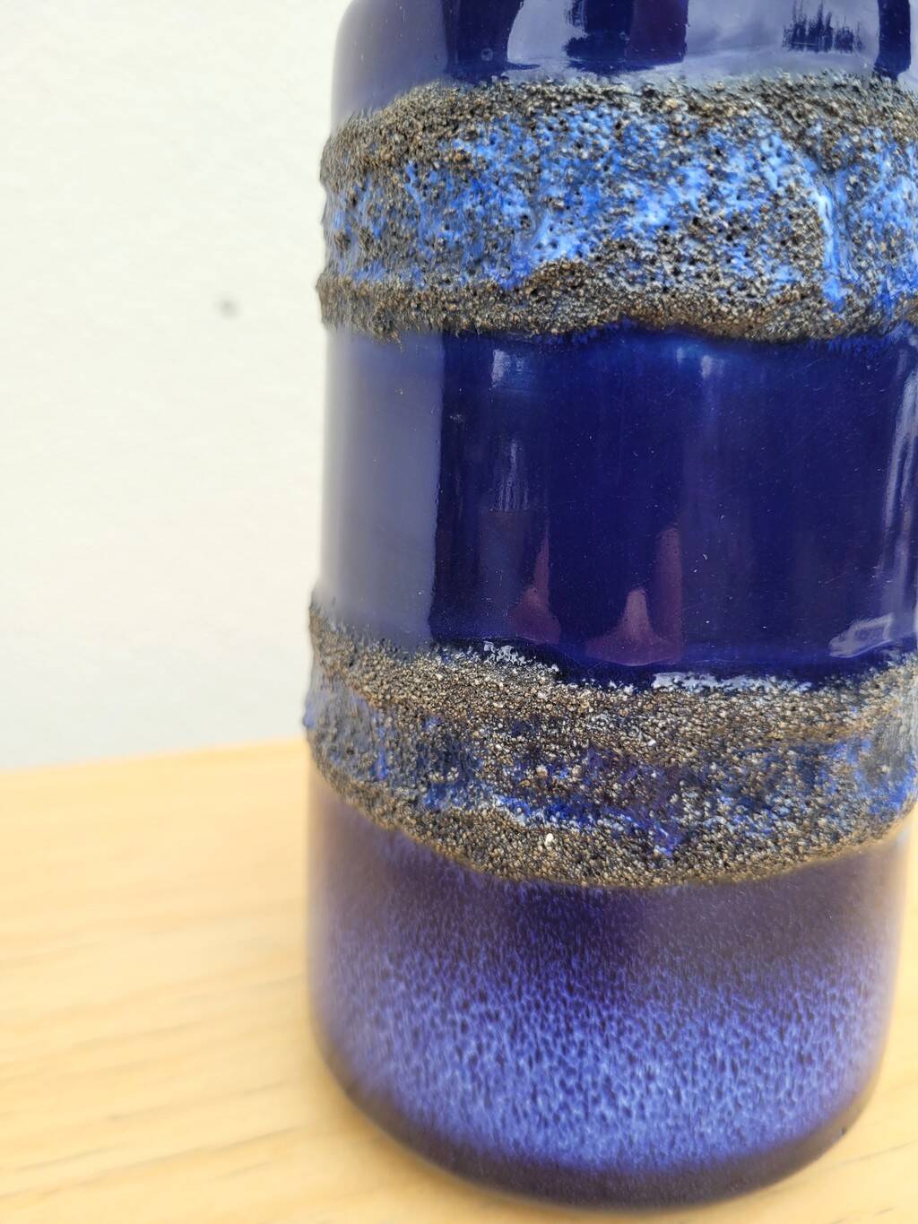 Vintage 70s midnight blue handled vase