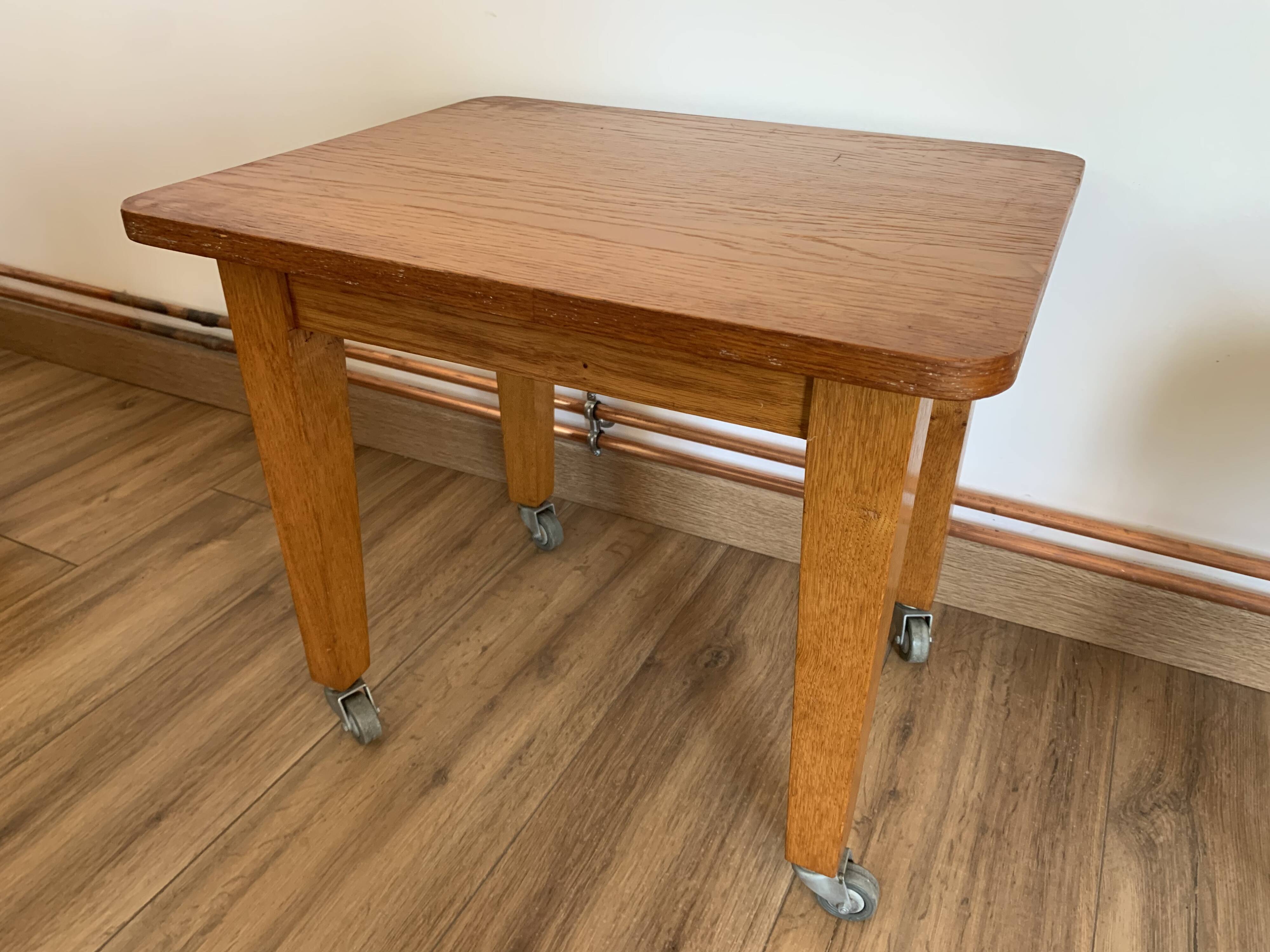Vintage coffee table on casters